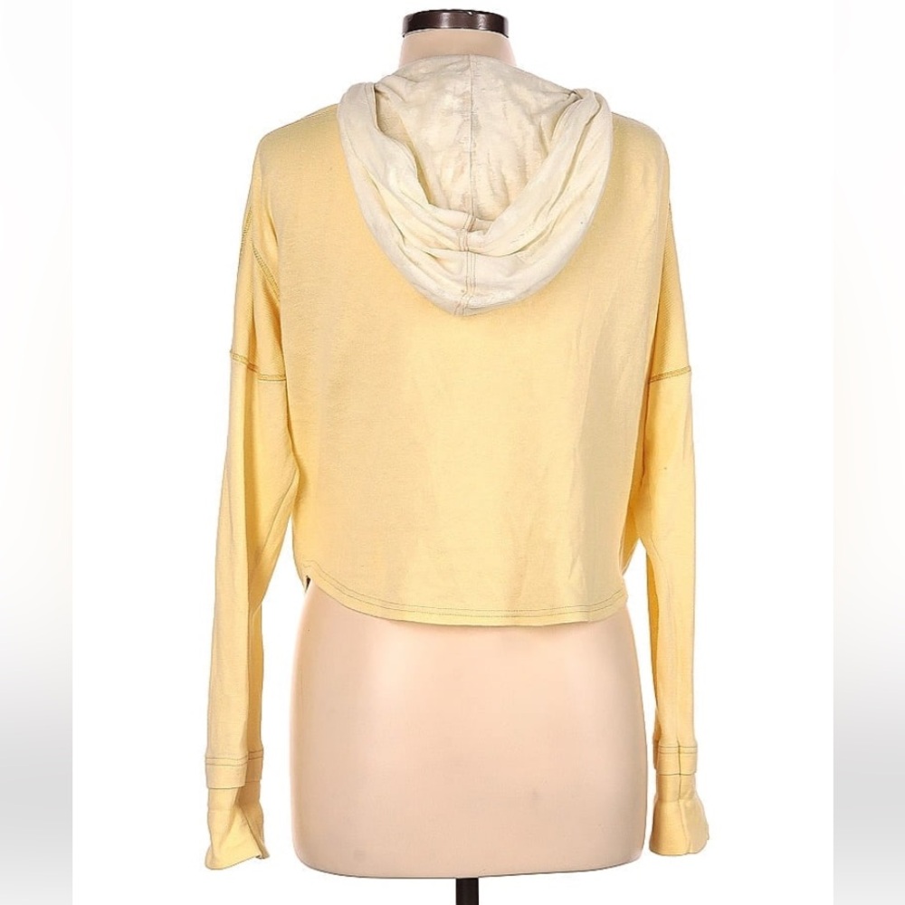 Free People Buttercream Mixed Media Dolman Sleeve Hooded Zip Front Sweatshirt - Picture 3 of 7
